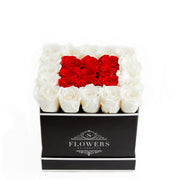 Square Elegance - Red and White Long Lasting Roses