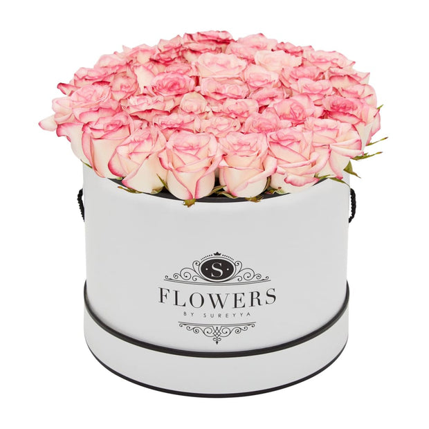 Elegance - Bicolour Pink Roses - Large / White / Yes Please (FREE) - Elegance Bicolor Pink